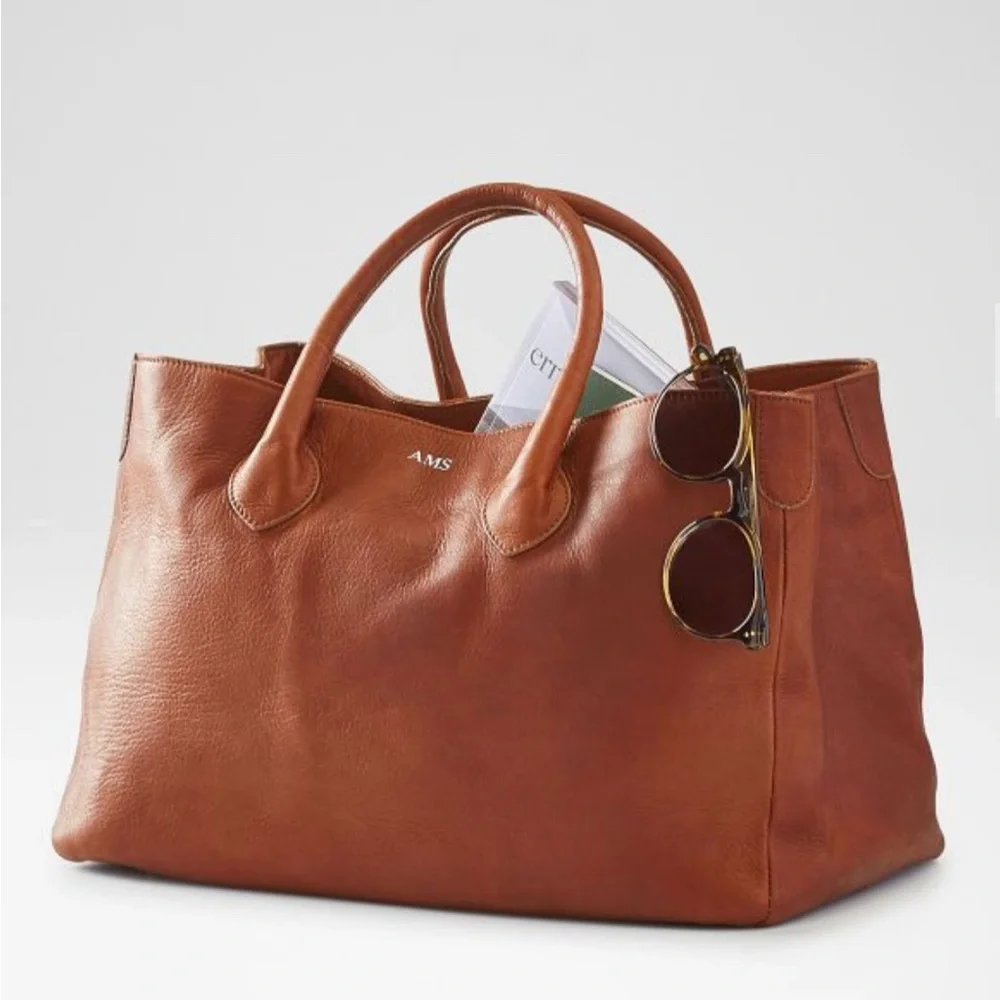 Mark & Graham Brown Leather Tote Classic Design - Picture 3 of 10
